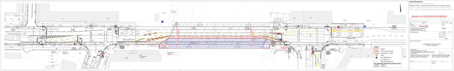 Bildvergrößerung: Verkehrszeichenplan Kolonnenbrücke, 1. Bauabschnitt