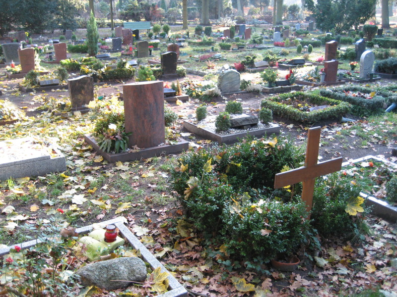 Ansicht von bepflanzten Urnenwahl grabstellen Friedhof In den Kisseln