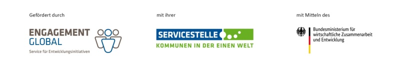 Logos der Sevicestelle Kommunen in der Einen Welt/Engagement Global mit Mitteln des Bundesministerium für wirtschaftliche Zusammenarbeit und Entwicklung