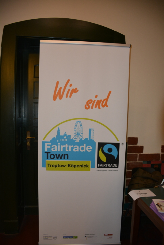 Banner mit der Aufschrift: Wir sind Fairtrade Town