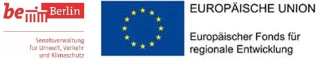 Logo der Senatsverwaltung für Umwelt, Verkehr und Klimaschutz sowie Logo der Europäischen Union