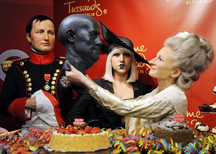 Napoleon Bonaparte, Lady Gaga and Madame Tussaud at Madame Tussauds Berlin