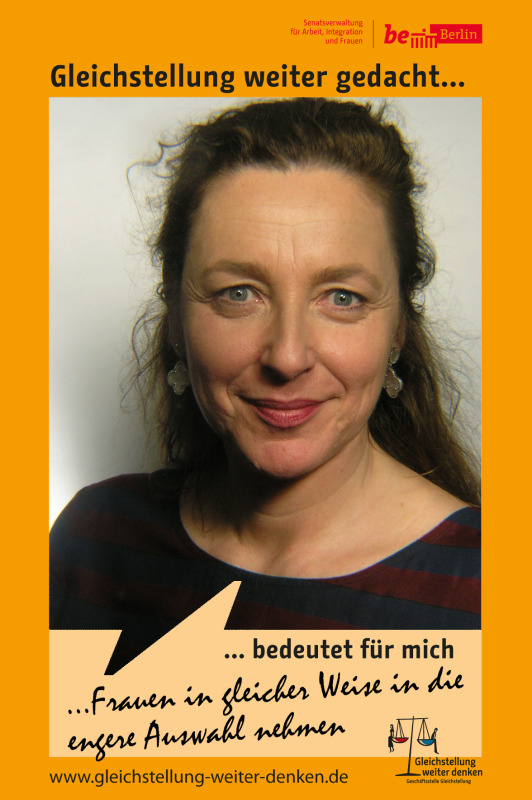 Diana Iljine, Geschäftsführerin Festivaldirektorin, Internationaler Münchner Filmwochen im Fotoboxrahmen Gleichstellung weiter gedacht bedeutet für mich: "... Frauen in gleicher Weise in die engere Auswahl nehmen"