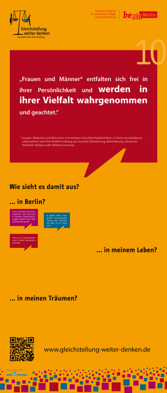 Plakat - der Leitsatz zehn in dem roten Dialograhmen mit unten stehenden Fragen 