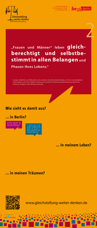 Plakat - der Leitsatz zwei in dem roten Dialograhmen mit unten stehenden Fragen 