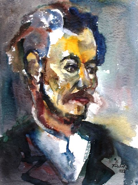 Bernhard Friebel: Ungarischer Musiker, 1982, Aquarell (Bild: BA Reinickendorf)