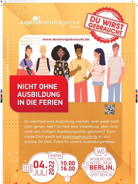 Poster „Du wirst gebraucht“ (Bild: JBA Berlin)