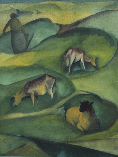 Ziegen und Dünen, 1919, Aquarell, 29,1 cm x 22,6 cm (Bild: Paul Grunwaldt)