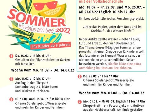 Flyer Sommerferienangeboten im Haus am See (Bild: Bezirksamt Reinickendorf)