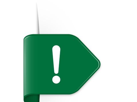 Icon Ausrufezeichen auf einem Pfeil