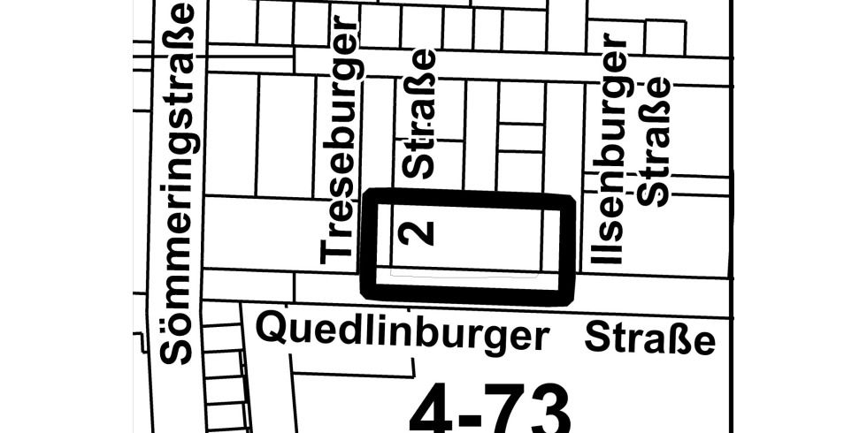 Bebauungsplanentwurf 4-73 für das Grundstück Treseburger Straße 2.