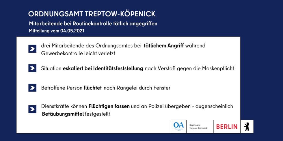 Grafik mit Aussagen zur Bilanz des Ordnungsamtes in der 17. KW