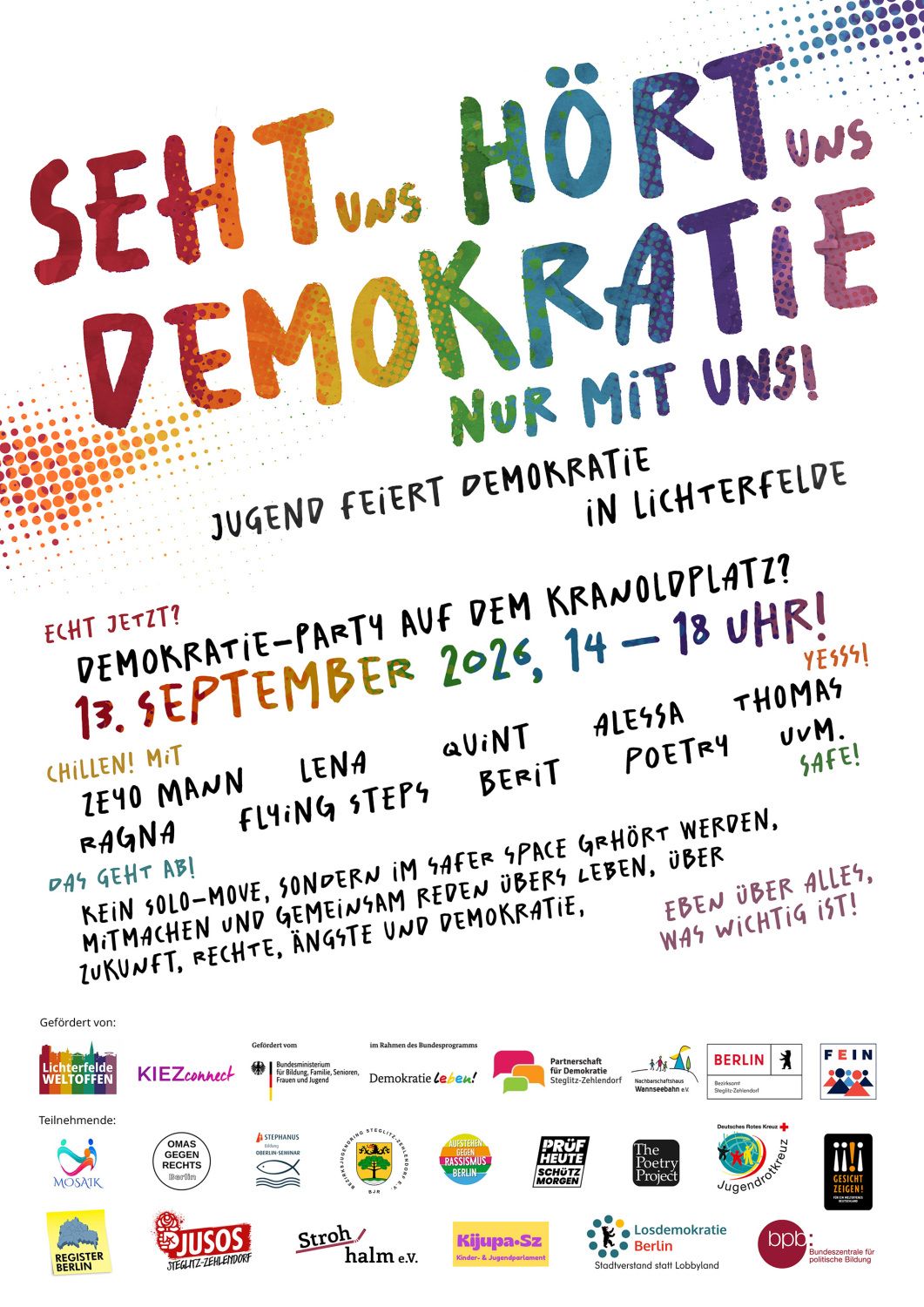 Plakat Demokratiefest Lichterfelde 13.09.2026
