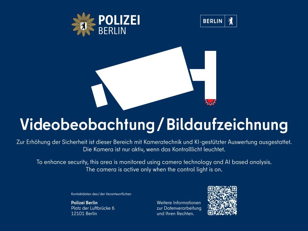 Hinweisschild-KI-Videoüberwachung
