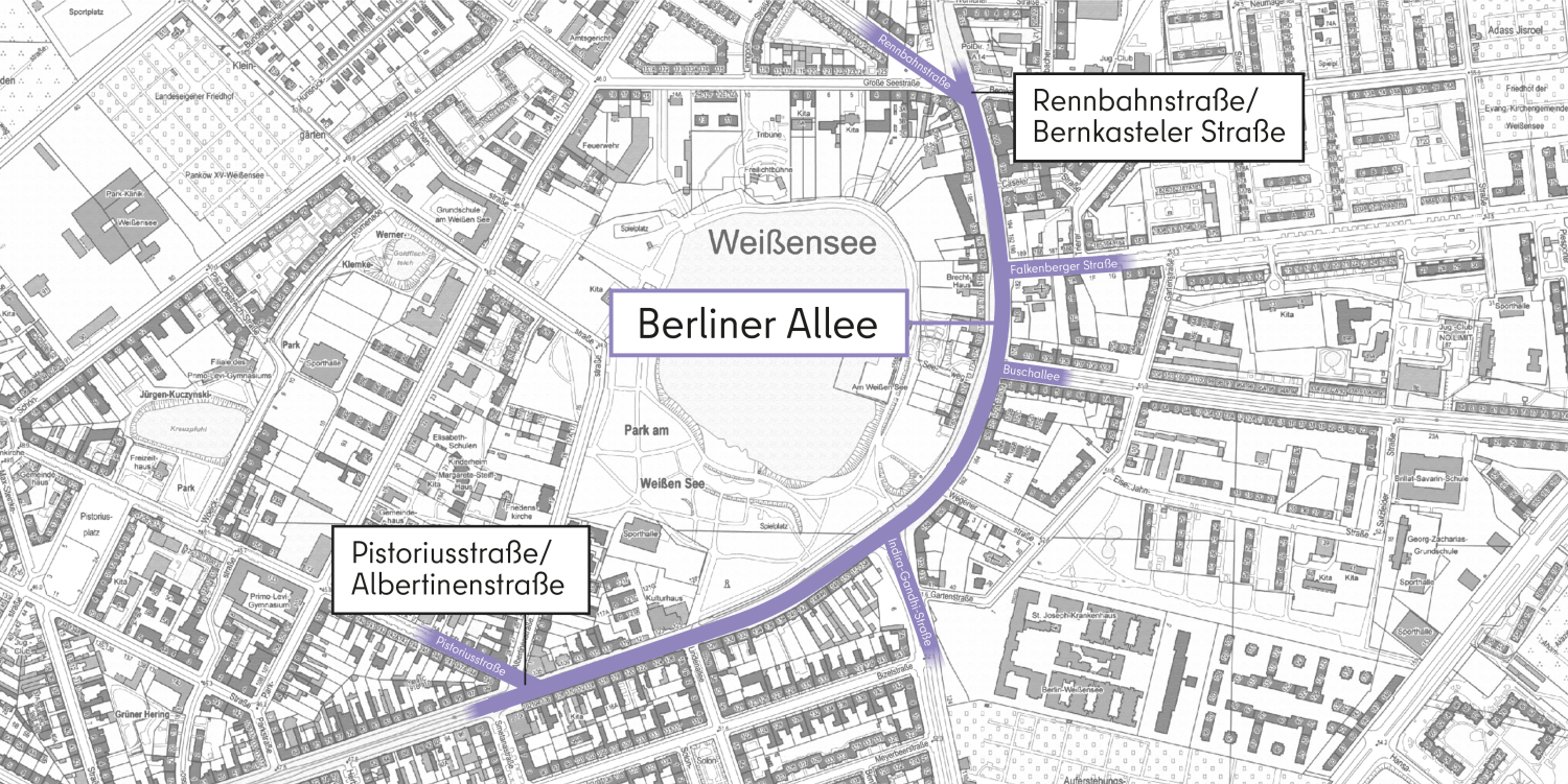 Projektgebiet Berliner Allee (Bild: SenMVKU / Geoportal Berlin)
