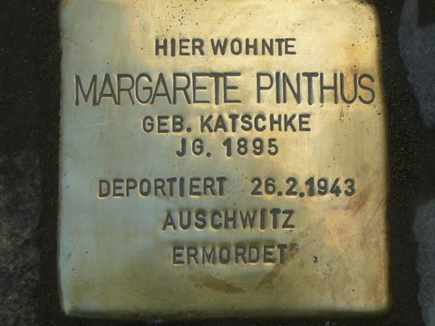 Bildvergrößerung: Stolperstein für Margarete Pinthus