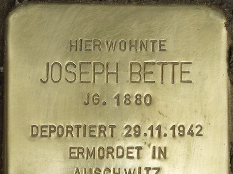Stolperstein Joseph Bette, Foto:H.-J. Hupka, 2014