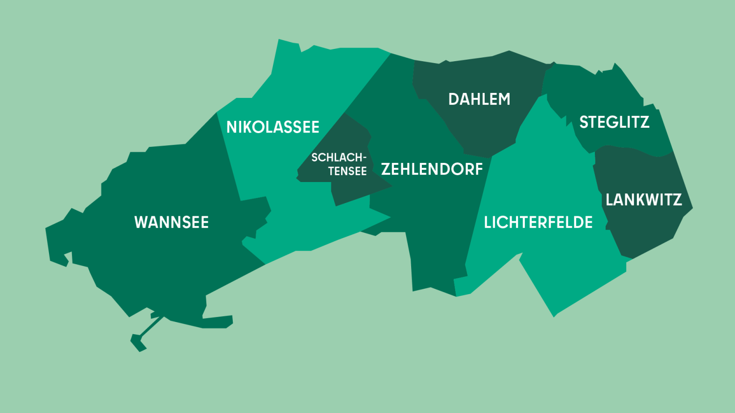 Karte der acht Ortsteile von Steglitz-Zehlendorf