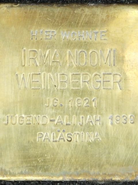 Stolperstein Irma Noomi Weinberger, Foto:H.-J. Hupka