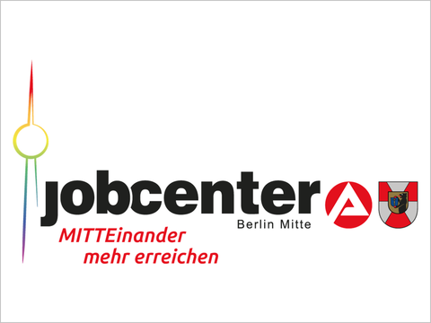 Jobcenter Berlin Mitte Logo MITTEinander mehr erreichen Pride Edition