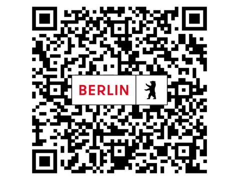 QR-Code mit Berlin-Logo mit Berliner Bär in der Mitte