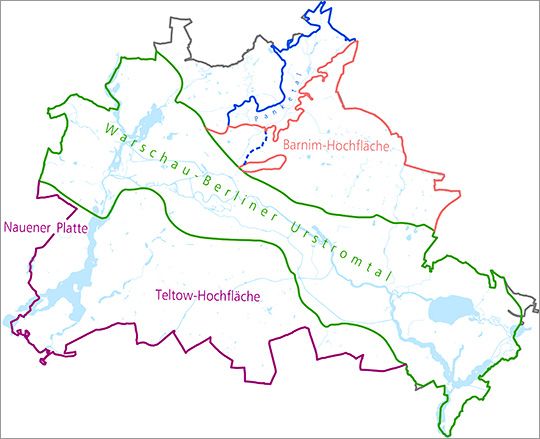 Abb. 2: Gültigkeitsbereich der zeHGW-Karte für das Urstromtal, das Panketal, die Teltow-Hochfläche und die Nauener Platte sowie den südöstlich des Panketals anschließenden Teilbereich der Barnim-Hochfläche