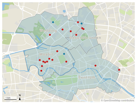 Bezirkskarte der Leistungserbringer der bezirklichen Pflichtversorgung in Berlin-Mitte