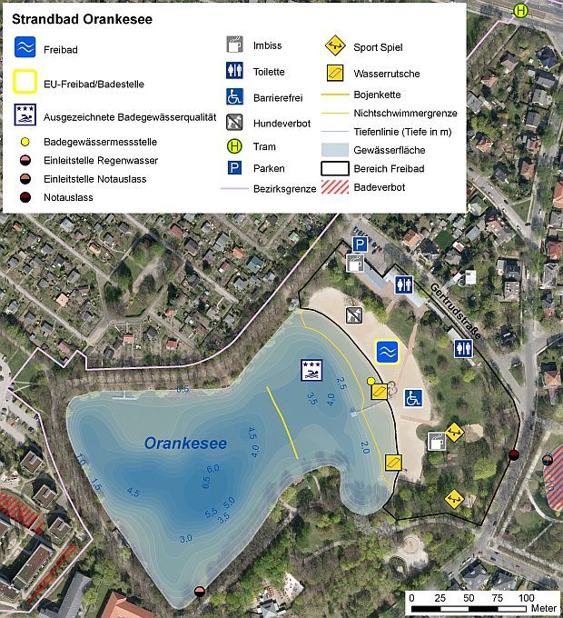 Abb. 2: Infrastruktur des Freibades Orankesee 