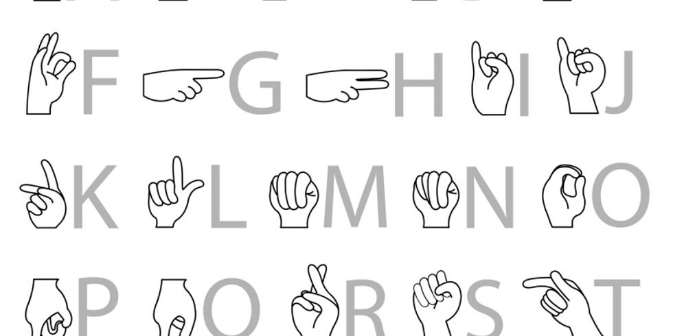 Alphabet mit Handzeichen in Gebärdensprache