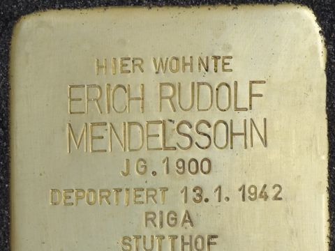 Bildvergrößerung: Stolperstein Erich Rudolf Mendelssohn