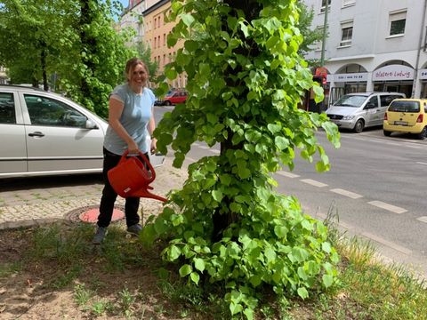 Bäumegießen mit Umweltstadträtin Clara Herrmann