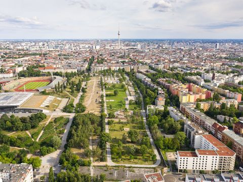 Mauerpark - Luftbild aus der Vogelperspektive.