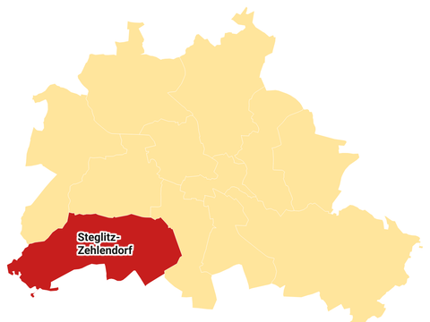 Berliner Bezirke - Steglitz-Zehlendorf hervorgehoben