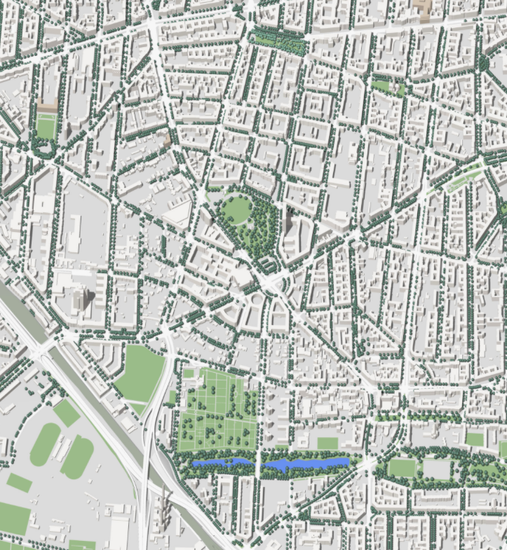 Gebietsausschnitt Wilmersdorf des 3D-Stadtmodells von Berlin
