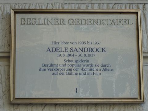 Berliner Gedenktafel für Adele Sandrock, 13.8.2010, Foto: KHMM