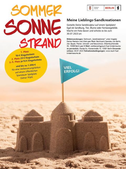 Bildvergrößerung: Plakat zum Sandkreationen-Wettbewerb zur Verbesserung von Spielplätzen
