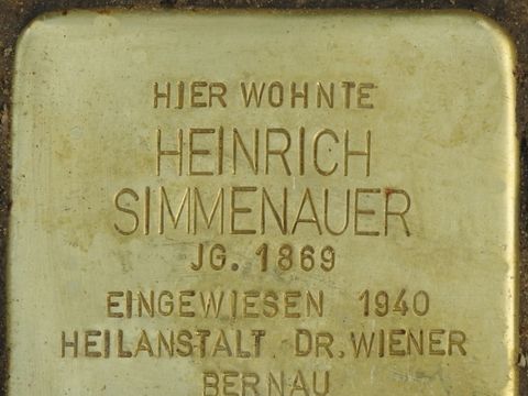 Bildvergrößerung: Stolpertein Heinrich Simmenauer Nürnberger Platz oder Nürnberger Straße 38 (2)