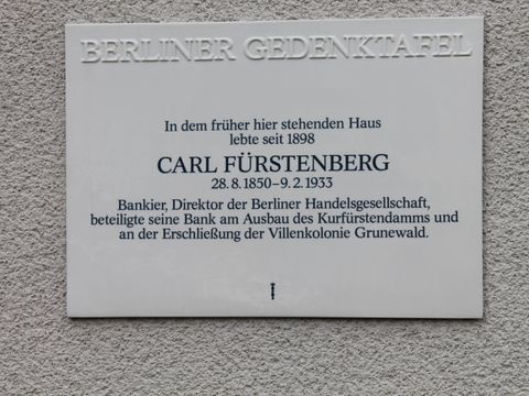Bildvergrößerung: Gedenktafel für Carl Fürstenberg
