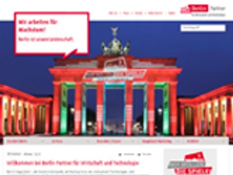 Screenshot der Webseite der Berlin Partner für Wirtschaft und Technologie GmbH