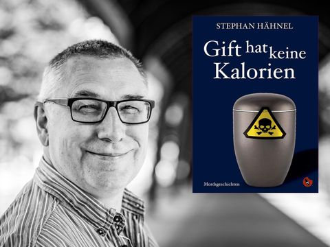 Stephan Hähnel mit dem Buchcover Gift hat keine Kalorien“