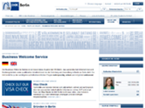 Screenshot der Webseite des Business Welcome Center