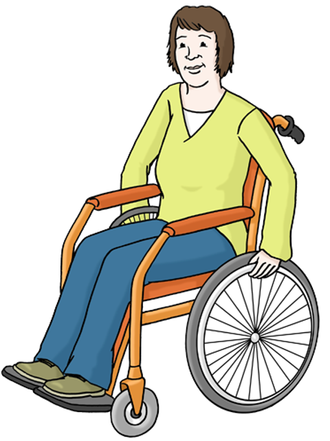 Illustration einer Frau im Rollstuhl