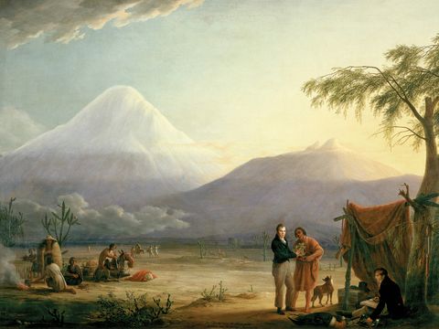 Alexander von Humboldt und Aimé Bonpland am Fuß des Vulkans Chimborazo (Gemälde von Friedrich Georg Weitsch)