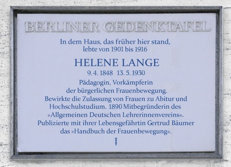 Gedenktafel für Helene Lange