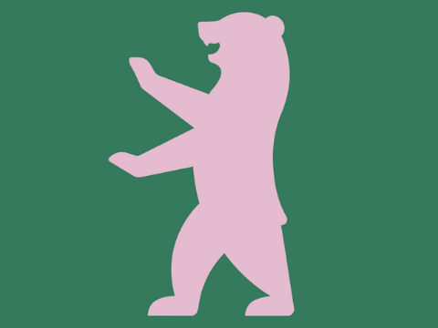 Berliner Bär in rosa mit grünem Hintergrund 