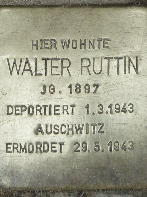Stolperstein Walter Ruttin, Foto:H.-J. Hupka, 2014
