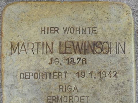 Bildvergrößerung: Stolperstein Mommsenstraße 39, Martin Lewinsohn