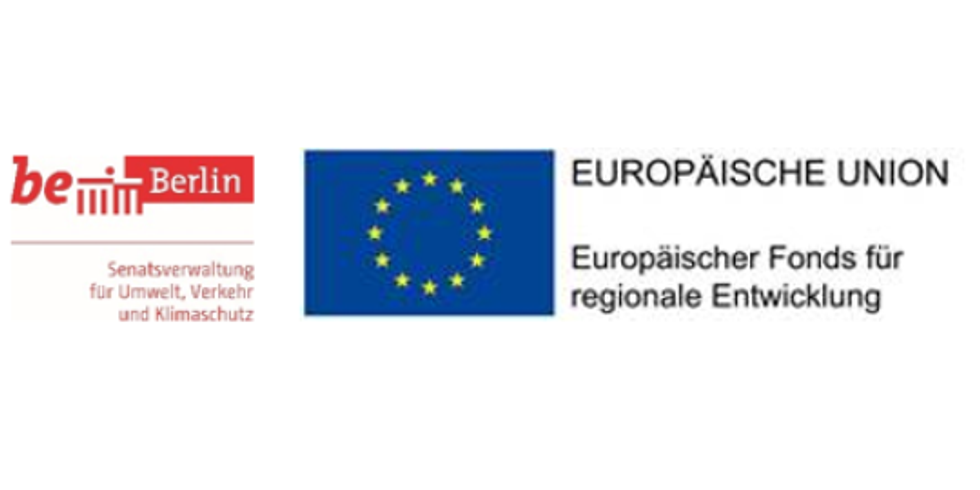 Logo Senatsverwaltung für Umwelt, Verkehr und Klimaschutz sowie Logo EU Europäischer Fonds für regionale Entwicklung