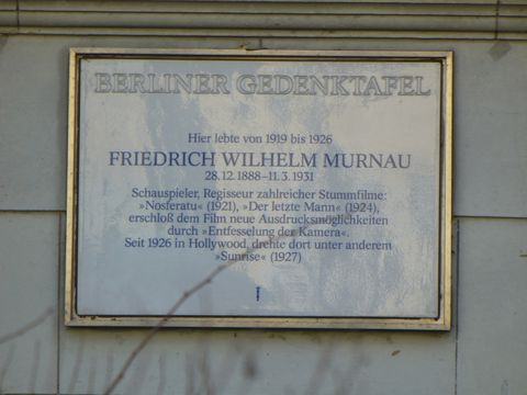 Gedenktafel für Friedrich Wilhelm Murnau, 10.3.2010, Foto: KHMM