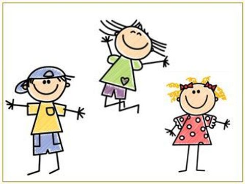 Zeichnung drei fröhliche Kinder